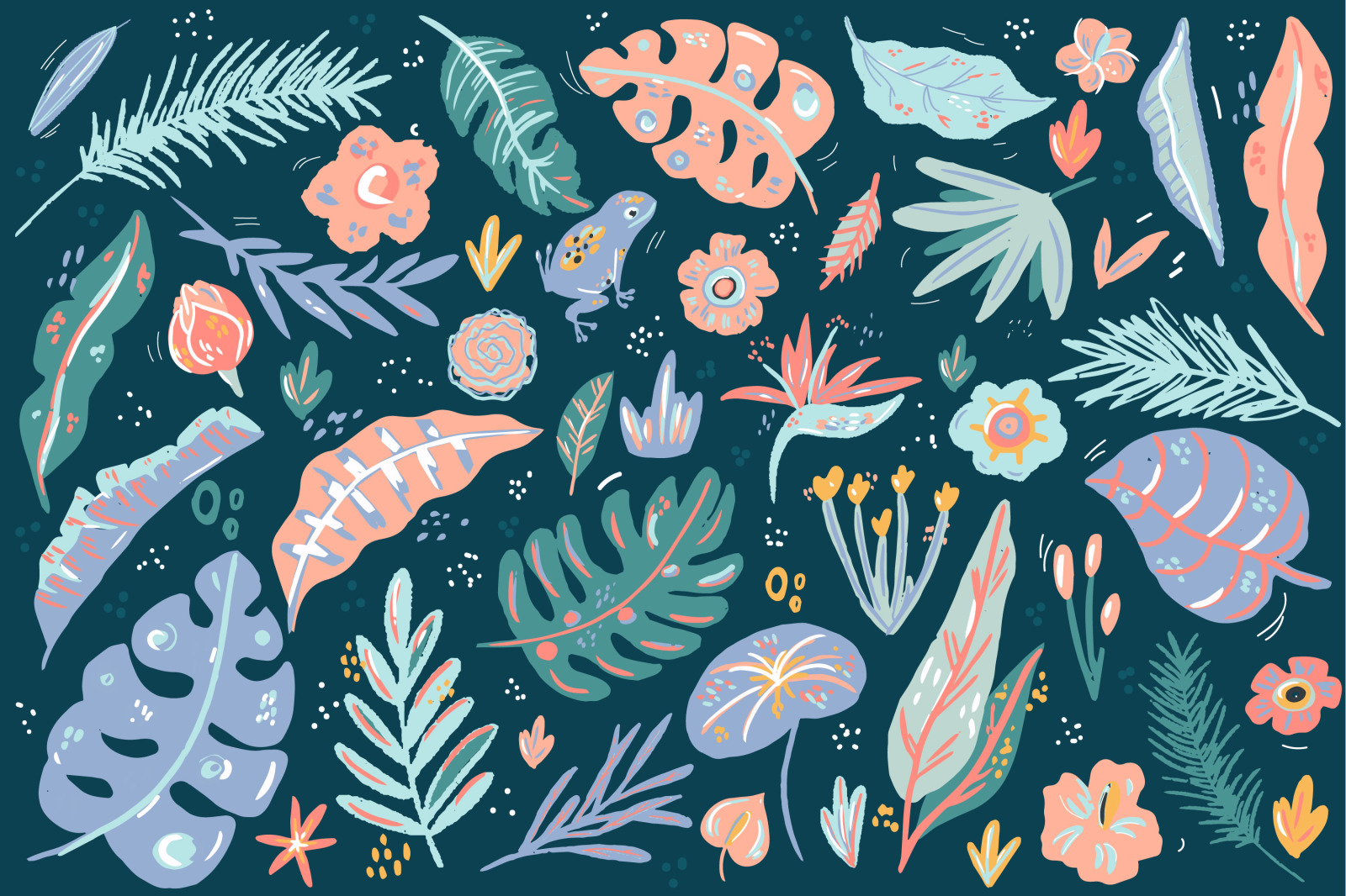 Cute Tropical elements clipart set, flowers and leavs cipart cricut Cute Tropical elements clipart set, flowers and leavs cipart cricut