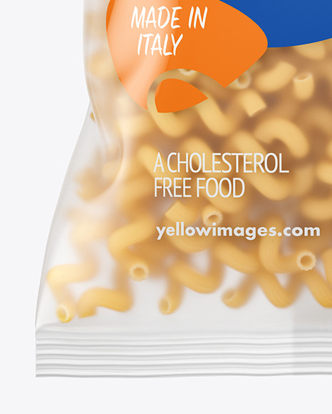 Matte Plastic Bag With Cavatappi Pasta Mockup