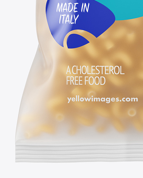 Frosted Plastic Bag With Cavatappi Pasta Mockup