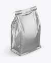 Glossy Metallic Food Bag Mockup -Half Side View (High Angle Shot)