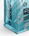 Glossy Metallic Food Bag Mockup -Half Side View (High Angle Shot)