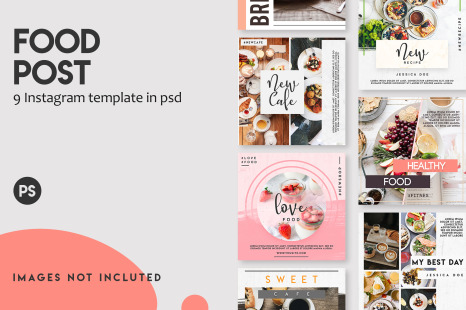 9 food instagram post template set - Market trends