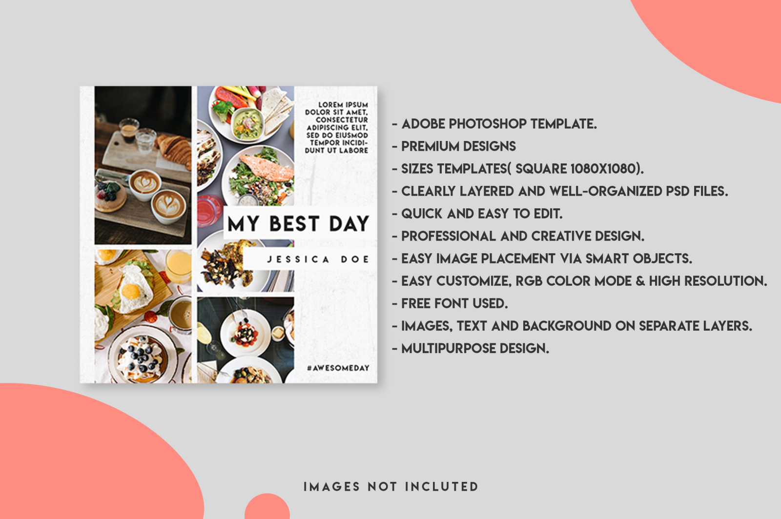 9 food instagram post template set