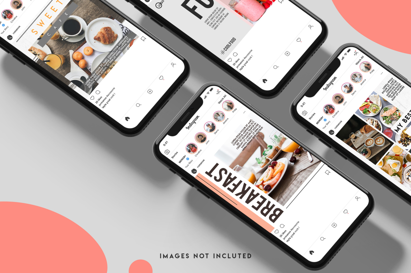 9 food instagram post template set