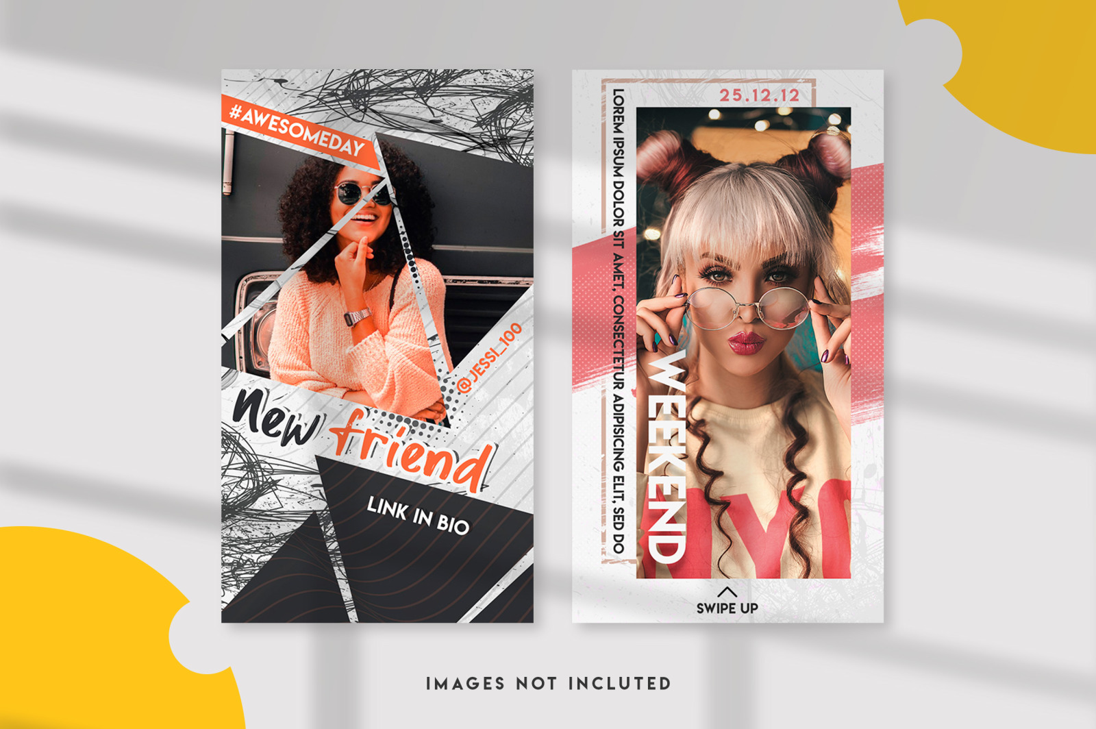 10 Girls stories Instagram stories template in one set