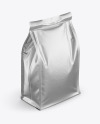 Matte Metallic Food Bag Mockup -Half Side View (High Angle Shot)