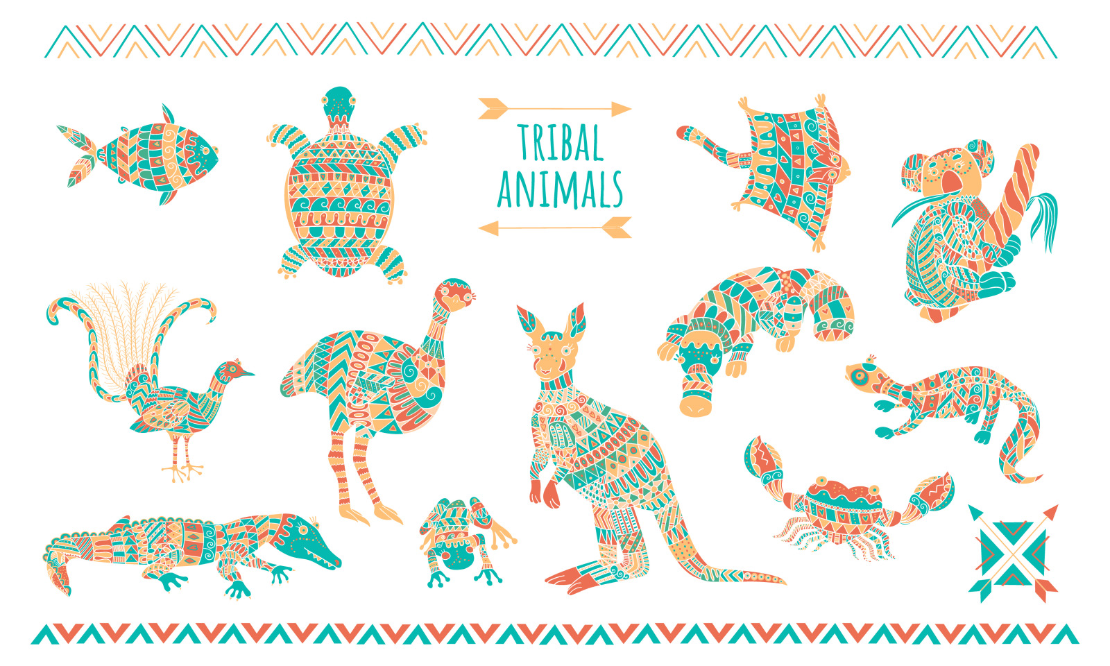 Stylized australian animals vector set. Stylized australian animals vector set.