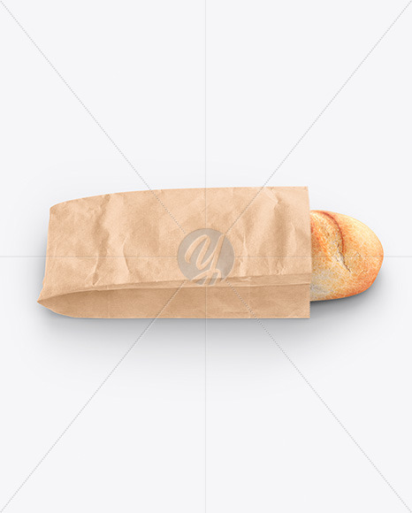 Paper Bag With Bread Mockup