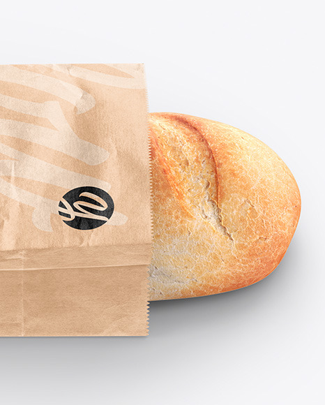 Paper Bag With Bread Mockup