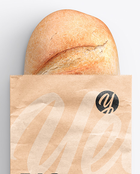 Paper Bag With Bread Mockup