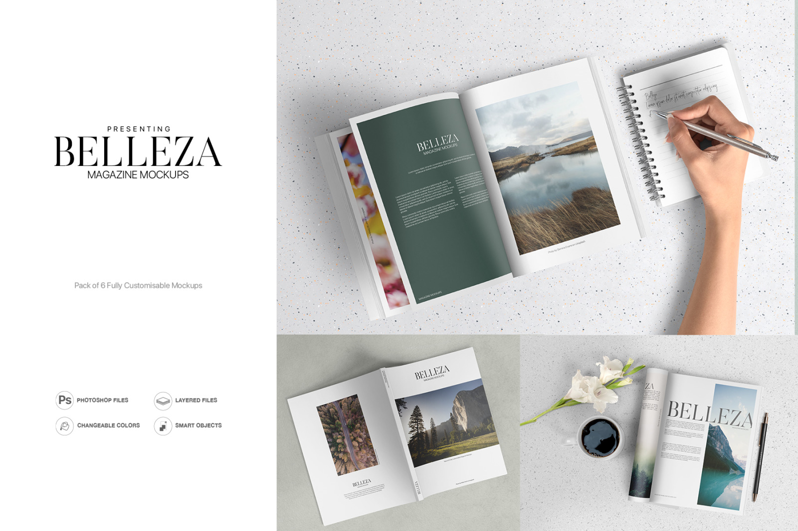 Belleza - A4 Magazine Mockups Pack