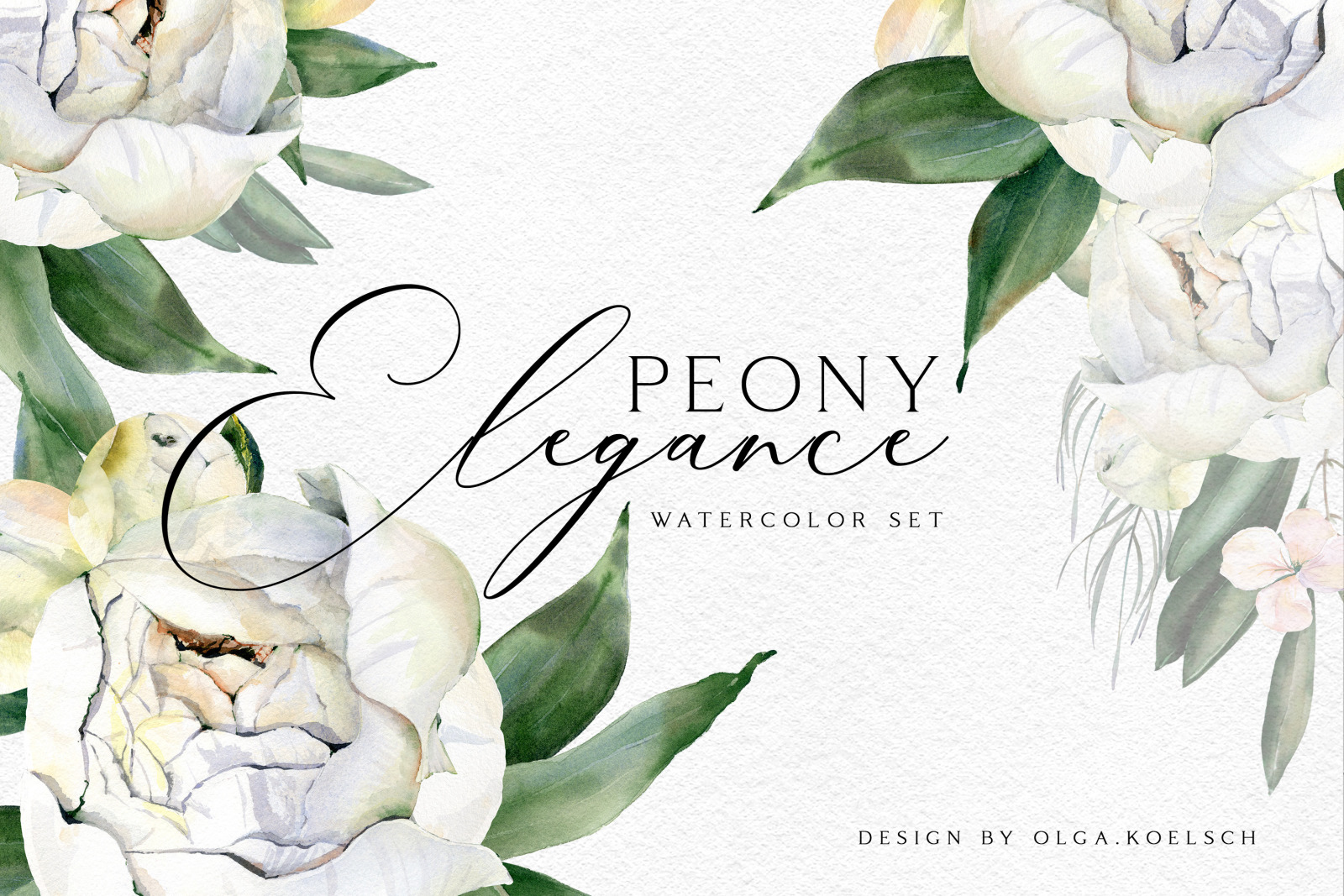 Peony Elegance - Watercolor Set Peony Elegance - Watercolor Set