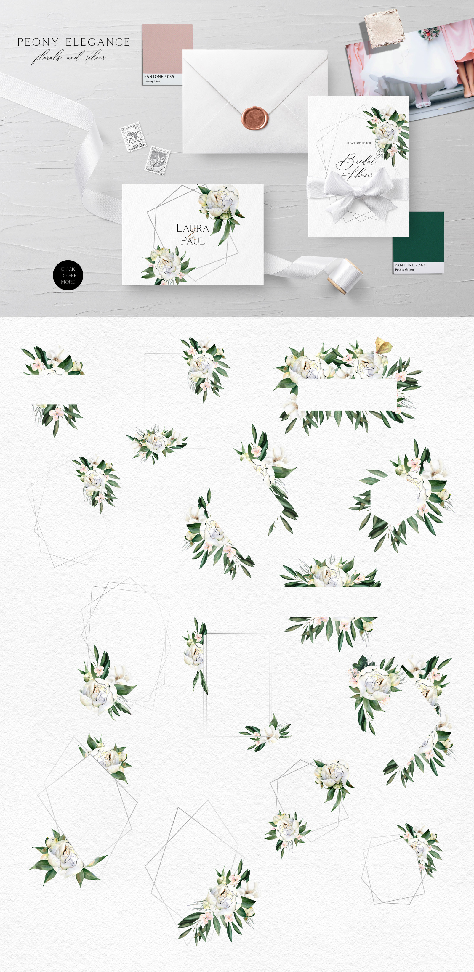 Peony Elegance - Watercolor Set Peony Elegance - Watercolor Set