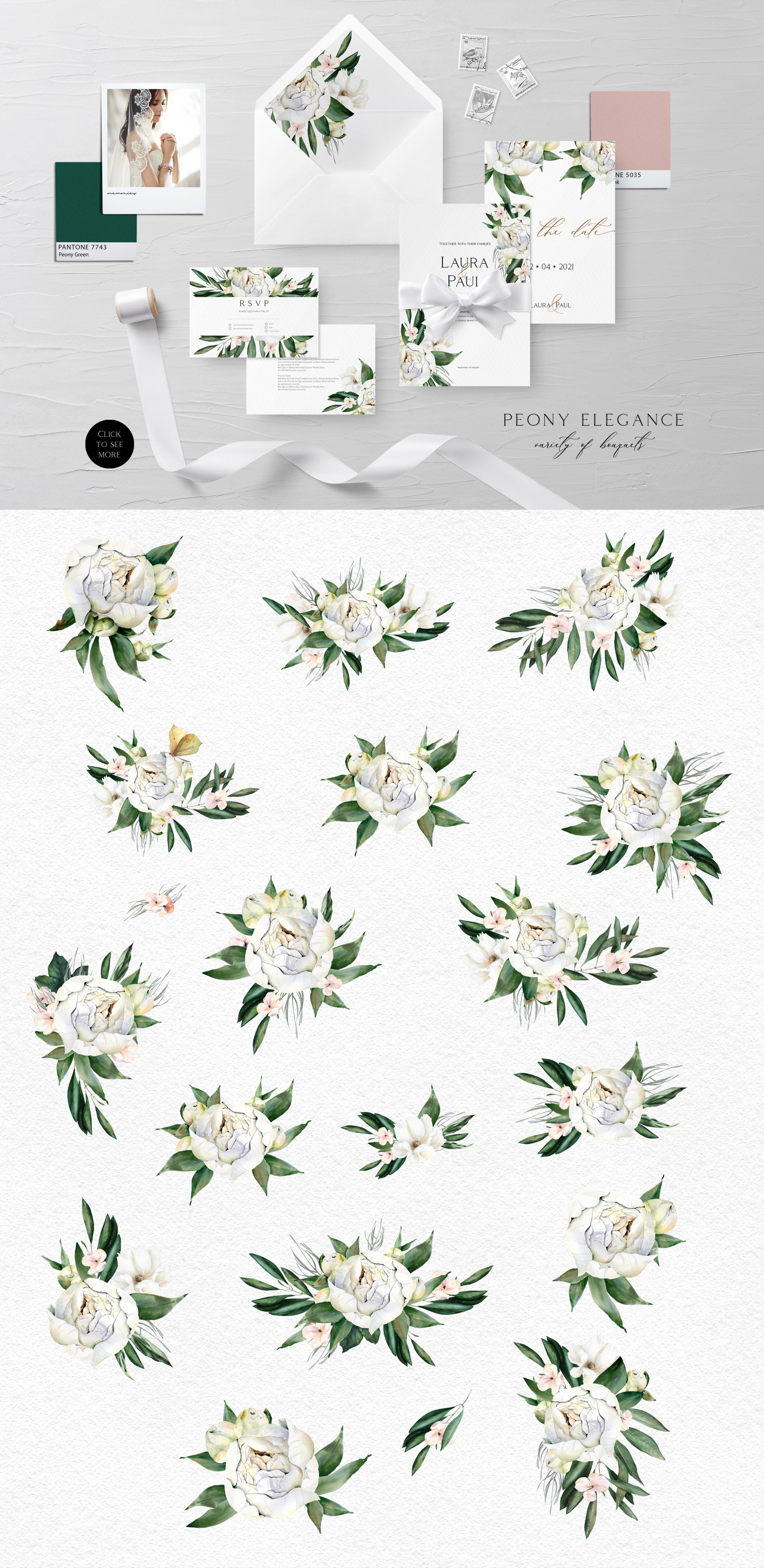Peony Elegance - Watercolor Set Peony Elegance - Watercolor Set