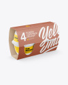 4 Plastic Cups Matte Paper Pack Mockup - Half Side View