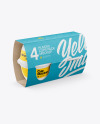 4 Plastic Cups Kraft Paper Pack Mockup – Half Side View