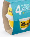 4 Plastic Cups Kraft Paper Pack Mockup – Half Side View