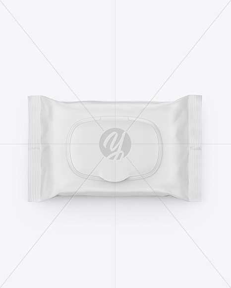 Wet Wipes Pack With Plastic Cap Mockup - Top View