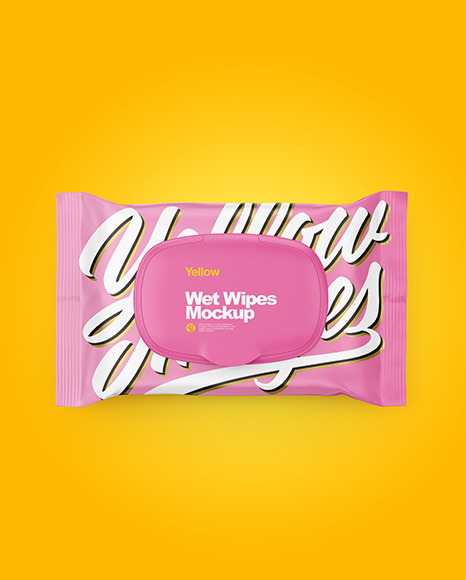 Wet Wipes Pack With Plastic Cap Mockup - Top View