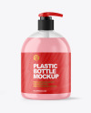 Clear Liquid Soap Bottle with Pump Mockup