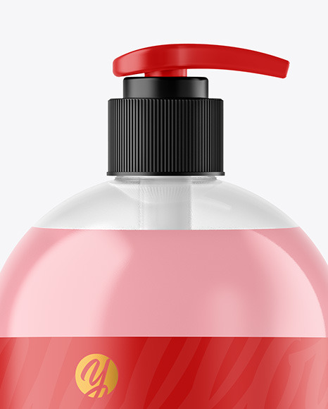 Clear Liquid Soap Bottle with Pump Mockup