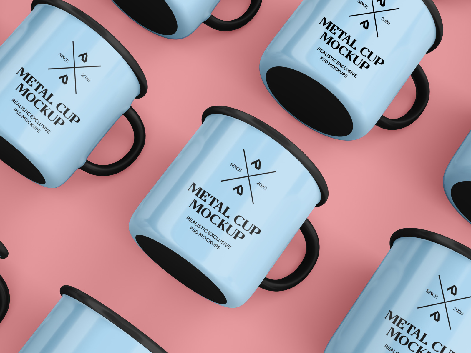 Enamel Mug and Coffee Cup Mockups Set