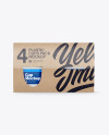 4 Plastic Cups Kraft Paper Pack Mockup – Front View