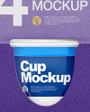 4 Plastic Cups Kraft Paper Pack Mockup – Front View