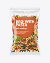 Plastic Bag With Tricolor Cavatappi Pasta Mockup