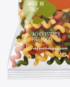 Plastic Bag With Tricolor Cavatappi Pasta Mockup