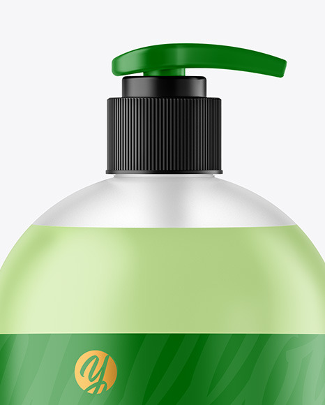 Frosted Liquid Soap Bottle with Pump Mockup