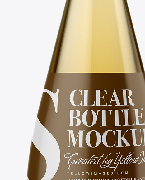 Clear Glass Bottle With White Wine Mockup