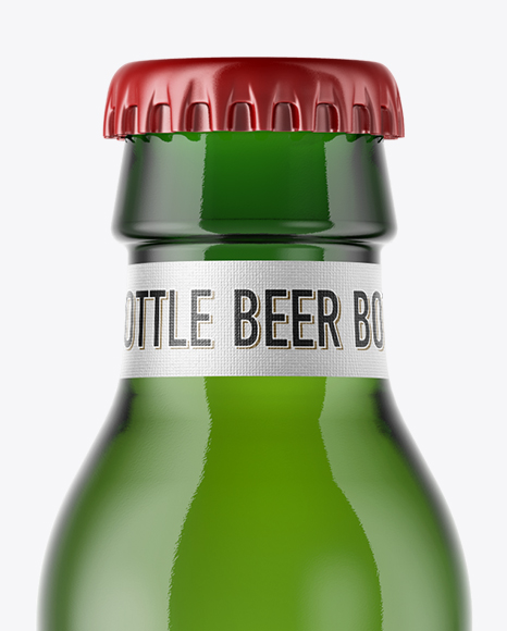 330ml Green Glass Bottle with Lager Beer Mockup