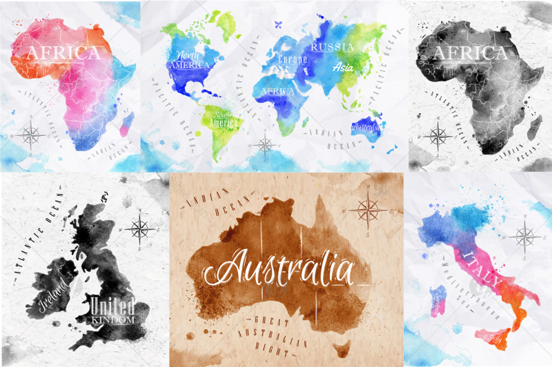 Watercolor world map Watercolor world map