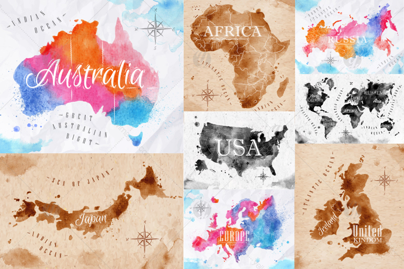 Watercolor world map Watercolor world map