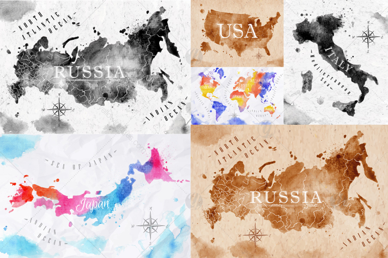 Watercolor world map