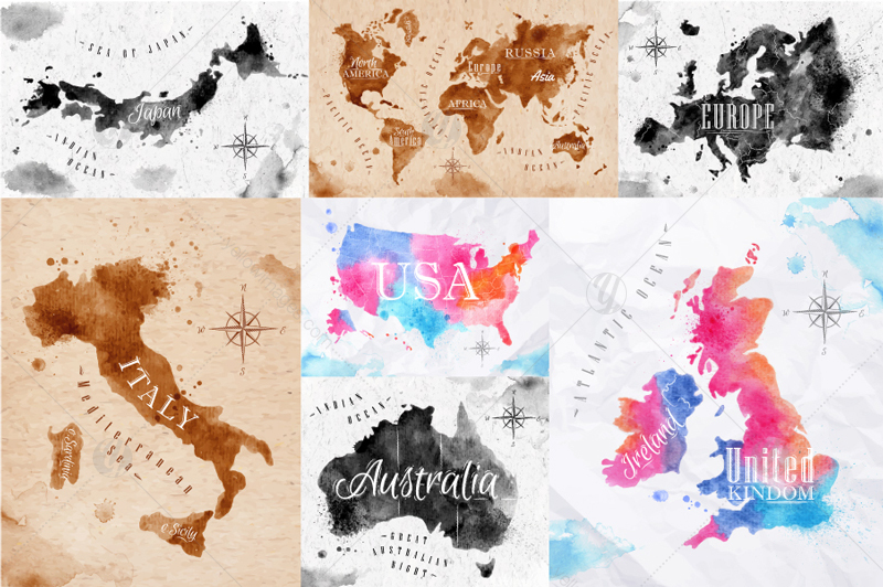 Watercolor world map