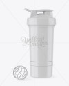 Glossy Shaker Bottle With Blender Ball Mockup