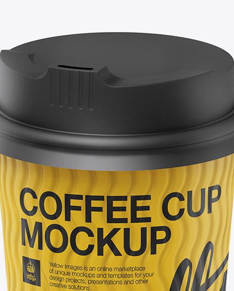 Matte Coffee Cup Mockup - Halfside View (High-Angle Shot)