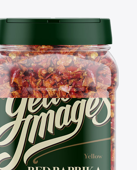 Plastic Spice Jar with Red Paprika Mockup - Front View - Free Download