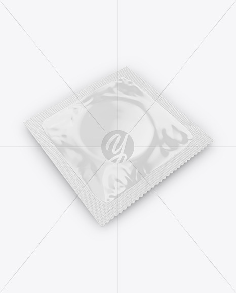 Glossy Condom Packaging Mockup - Half Side View