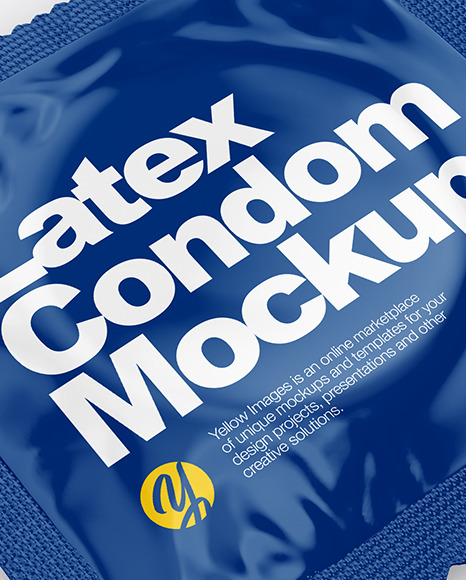 Glossy Condom Packaging Mockup - Half Side View