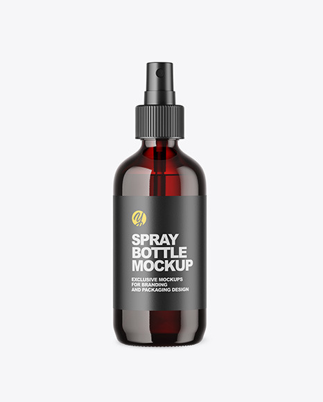 Dark Amber Glass Spray Bottle Mockup