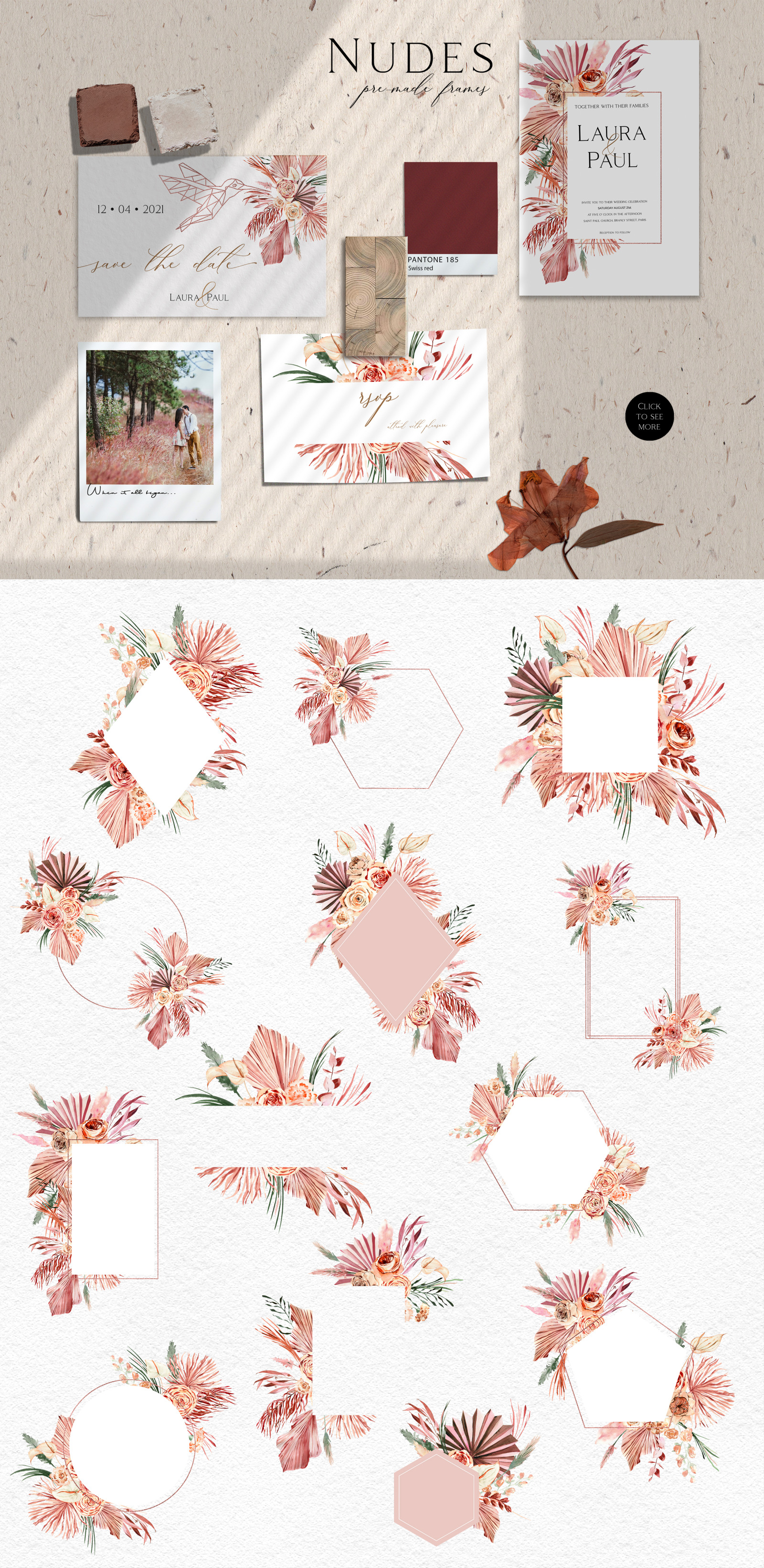 NUDES - Dry Boho Florals Watercolor NUDES - Dry Boho Florals Watercolor