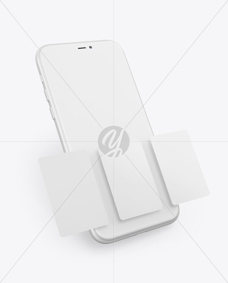 Clay Apple iPhone 11 Pro w/ Cards Mockup