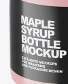 Glossy Plastic Maple Syrup Bottle Mockup - Front View (High-Angle Shot)