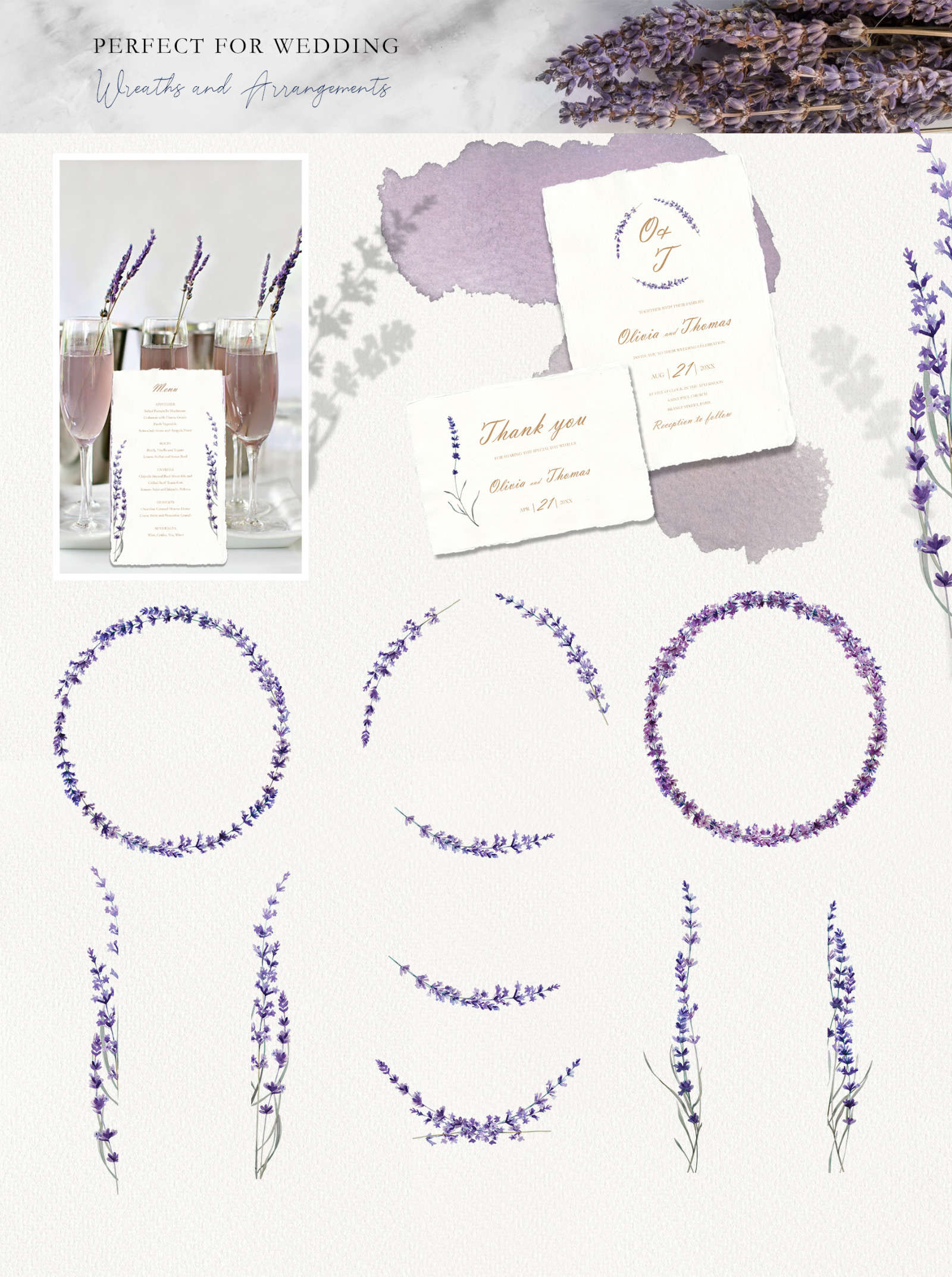 Watercolor Love Lavender Set