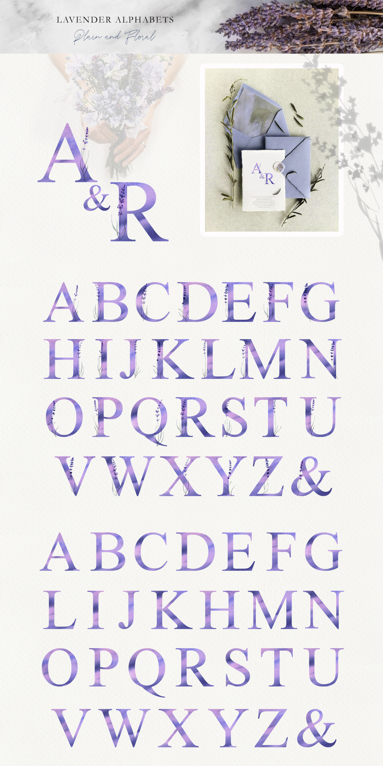 Watercolor Love Lavender Set Watercolor Love Lavender Set