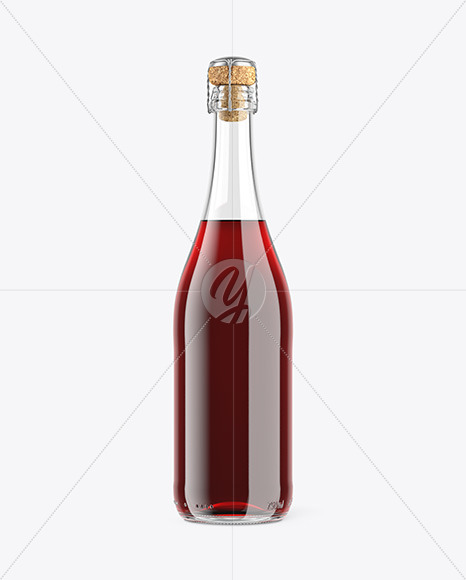 Clear Glass Lambrusco Bottle With Red Wine Mockup