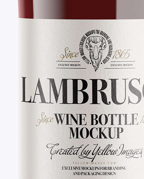 Clear Glass Lambrusco Bottle With Red Wine Mockup